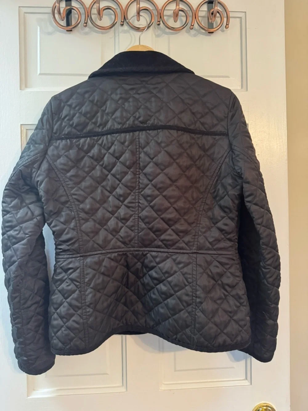 Boden Black Quilted Button Front Jacket Size 8